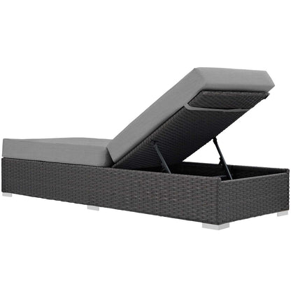 Sojourn Outdoor Patio Sunbrella® Chaise Lounge, Sunbrella Rattan Wicker, Grey Gray 13354