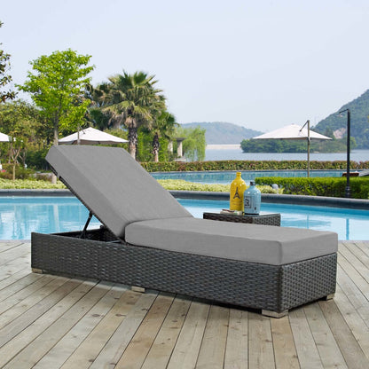 Sojourn Outdoor Patio Sunbrella® Chaise Lounge, Sunbrella Rattan Wicker, Grey Gray 13354