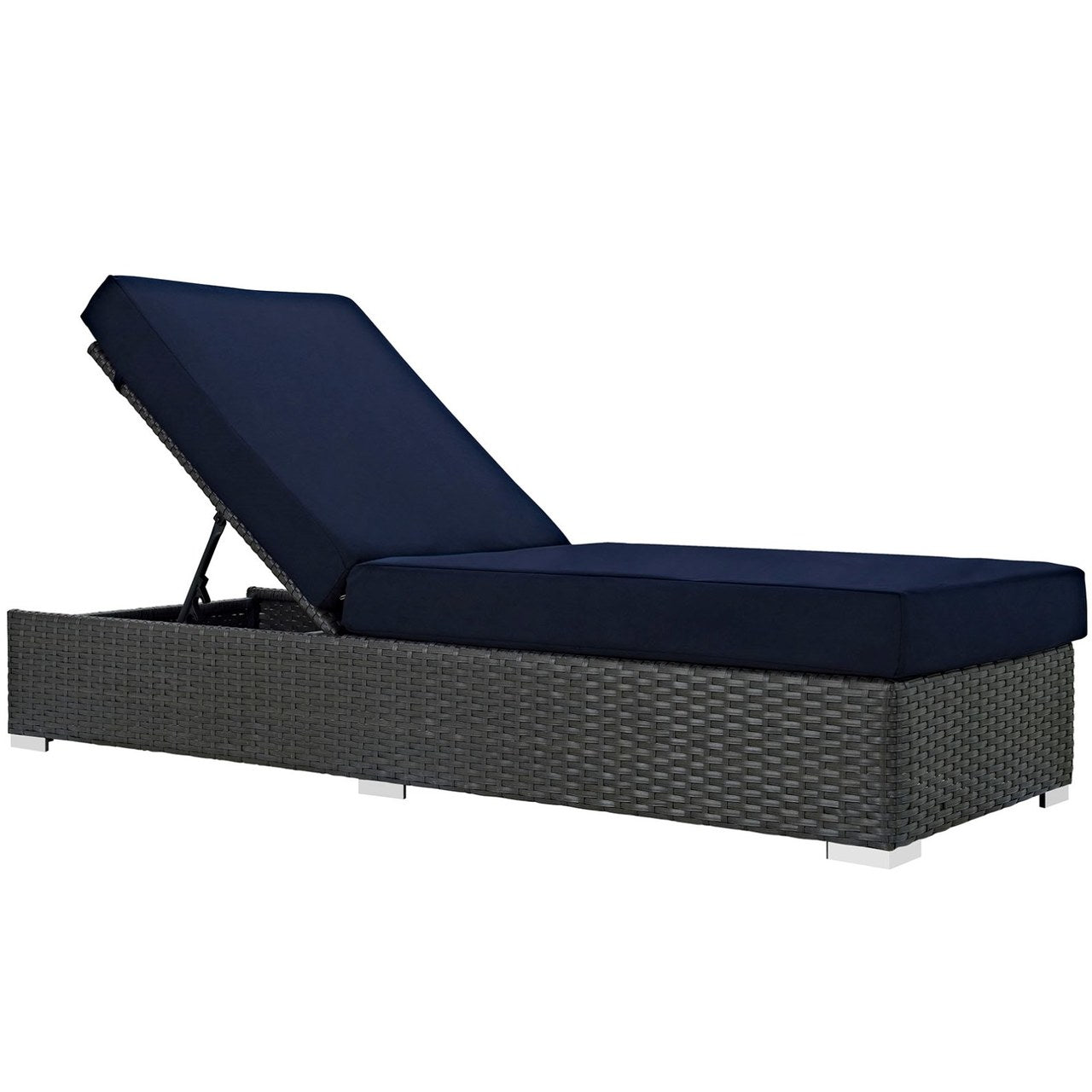 Sojourn Outdoor Patio Sunbrella Chaise Lounge, Navy, Rattan 9759