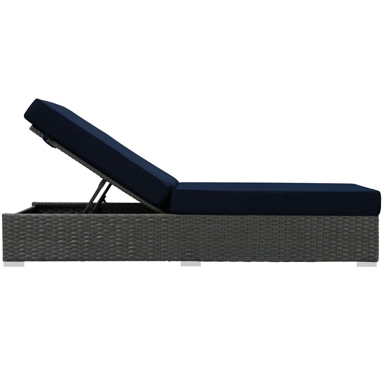 Sojourn Outdoor Patio Sunbrella Chaise Lounge, Navy, Rattan 9759