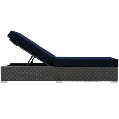 Sojourn Outdoor Patio Sunbrella Chaise Lounge, Navy, Rattan 9759