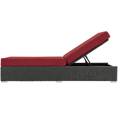 Sojourn Outdoor Patio Sunbrella® Chaise Lounge, Sunbrella Rattan Wicker, Red 13355