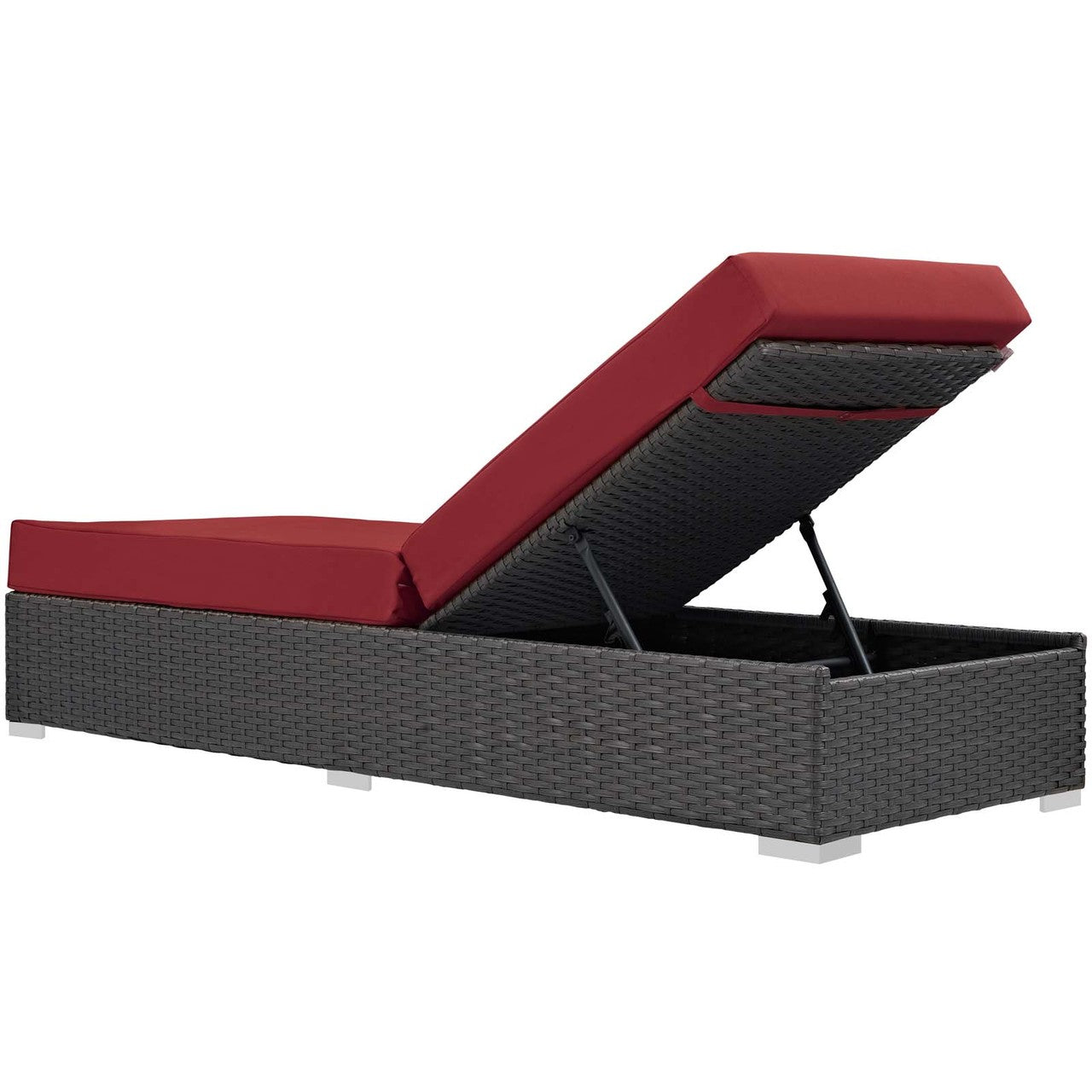 Sojourn Outdoor Patio Sunbrella® Chaise Lounge, Sunbrella Rattan Wicker, Red 13355