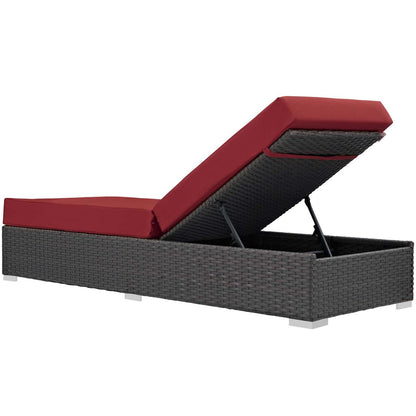 Sojourn Outdoor Patio Sunbrella® Chaise Lounge, Sunbrella Rattan Wicker, Red 13355