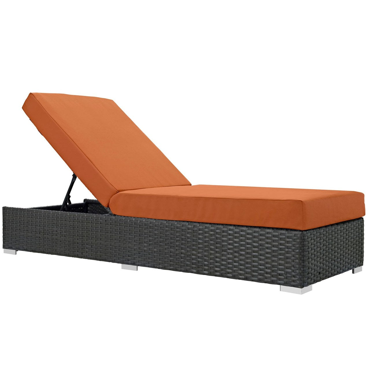 Sojourn Outdoor Patio Sunbrella Chaise Lounge, Orange, Rattan 9760