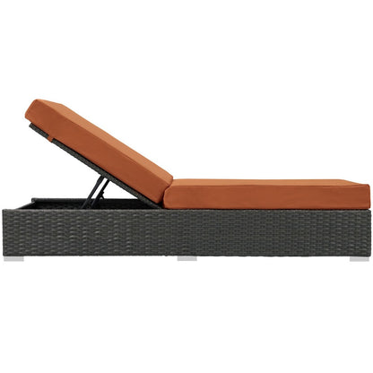 Sojourn Outdoor Patio Sunbrella Chaise Lounge, Orange, Rattan 9760