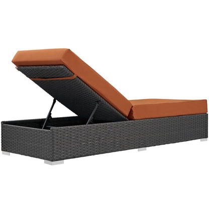 Sojourn Outdoor Patio Sunbrella Chaise Lounge, Orange, Rattan 9760