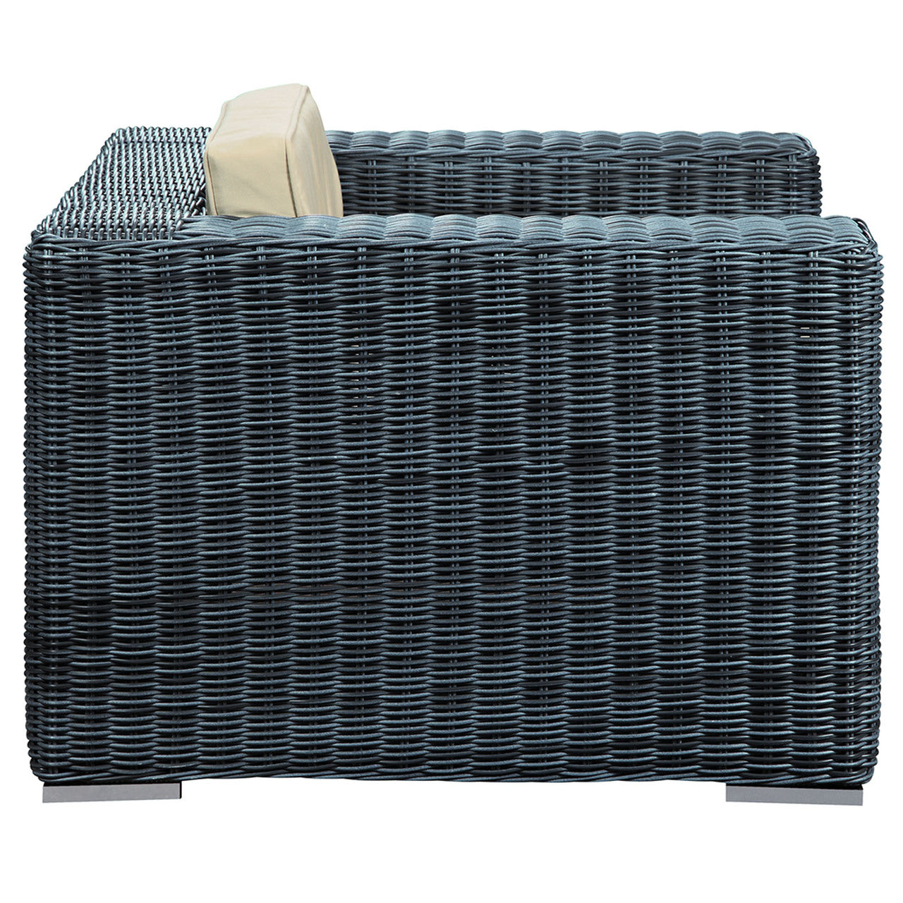 Summon Outdoor Patio Fabric Armchair, Beige, Fabric, Synthetic Rattan