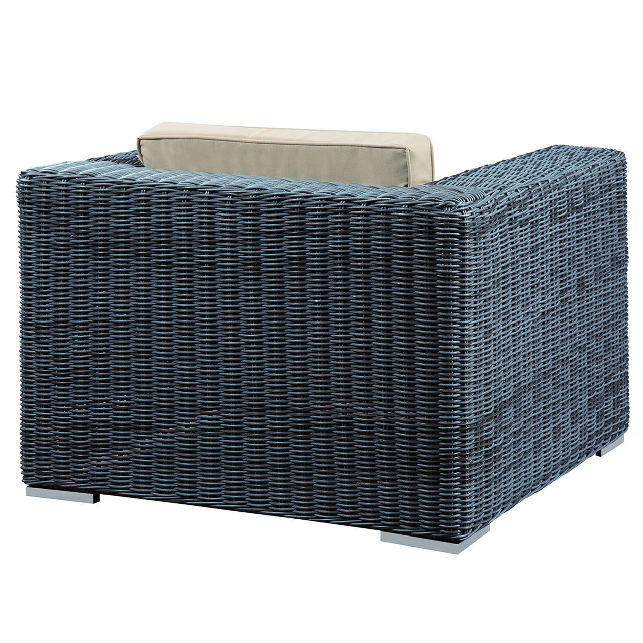 Summon Outdoor Patio Fabric Armchair, Beige, Fabric, Synthetic Rattan