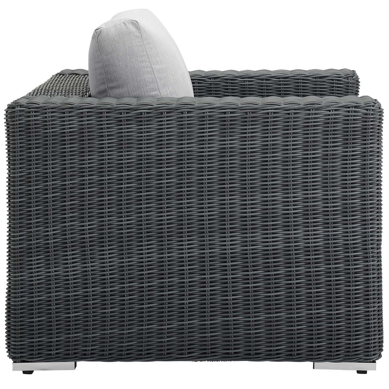 Summon Outdoor Patio Fabric Sunbrella® Armchair, Sunbrella Rattan Wicker, Grey Gray 13356