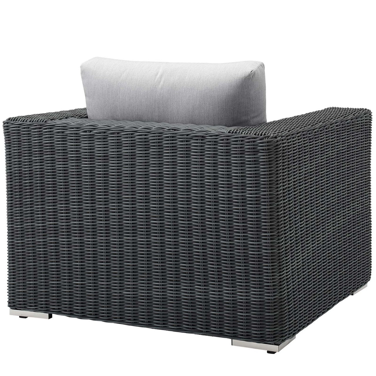 Summon Outdoor Patio Fabric Sunbrella® Armchair, Sunbrella Rattan Wicker, Grey Gray 13356