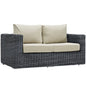 Summon Outdoor Patio Sunbrella Loveseat, Beige, Rattan 9766