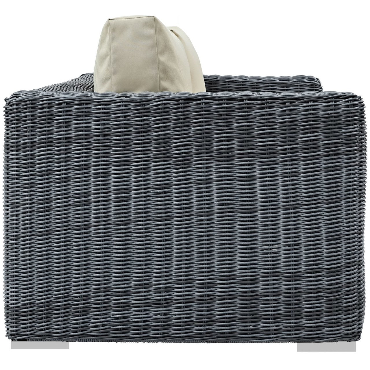 Summon Outdoor Patio Sunbrella Loveseat, Beige, Rattan 9766