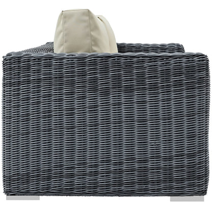 Summon Outdoor Patio Sunbrella Loveseat, Beige, Rattan 9766