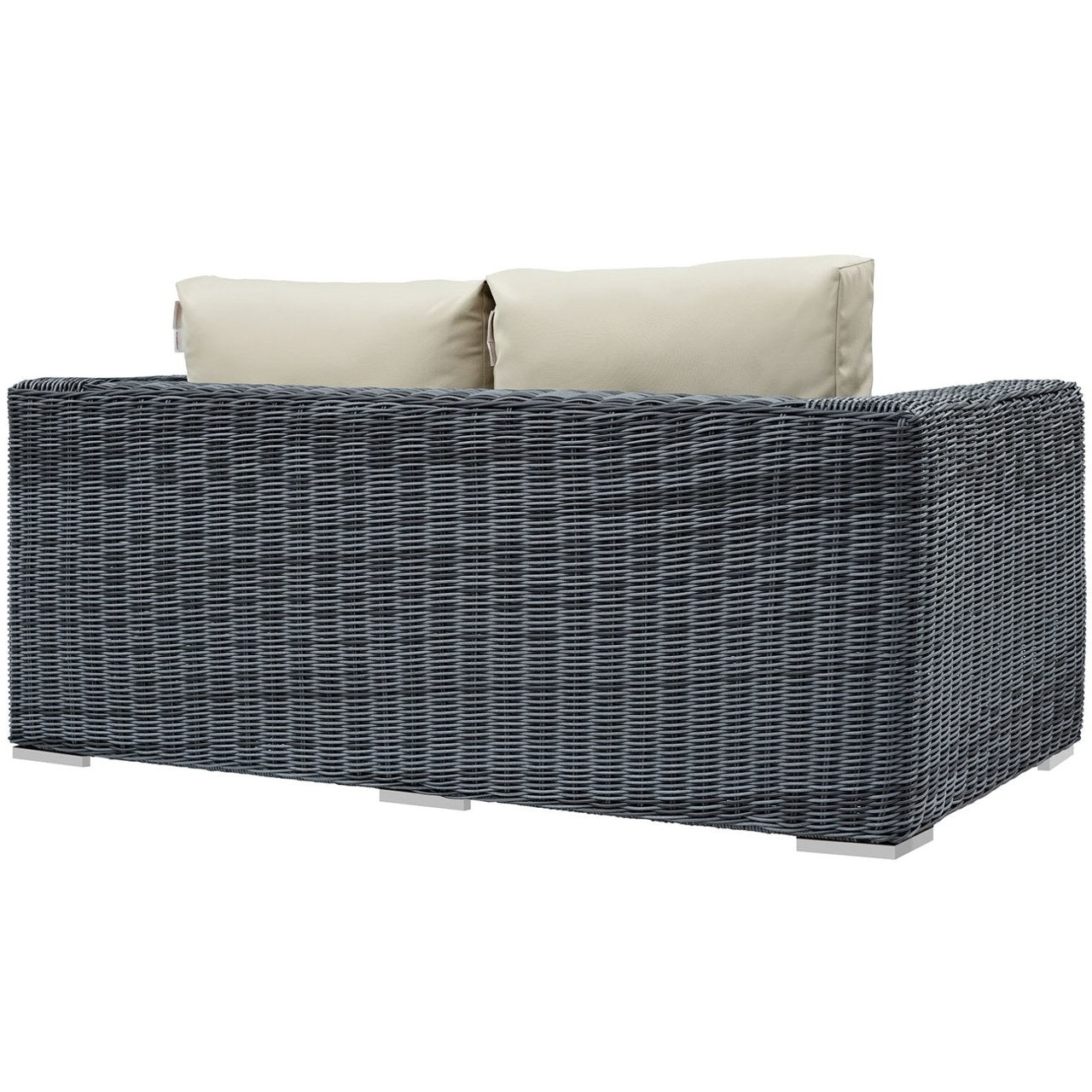 Summon Outdoor Patio Sunbrella Loveseat, Beige, Rattan 9766