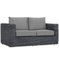 Summon Outdoor Patio Sunbrella® Loveseat, Sunbrella Rattan Wicker, Grey Gray 13358