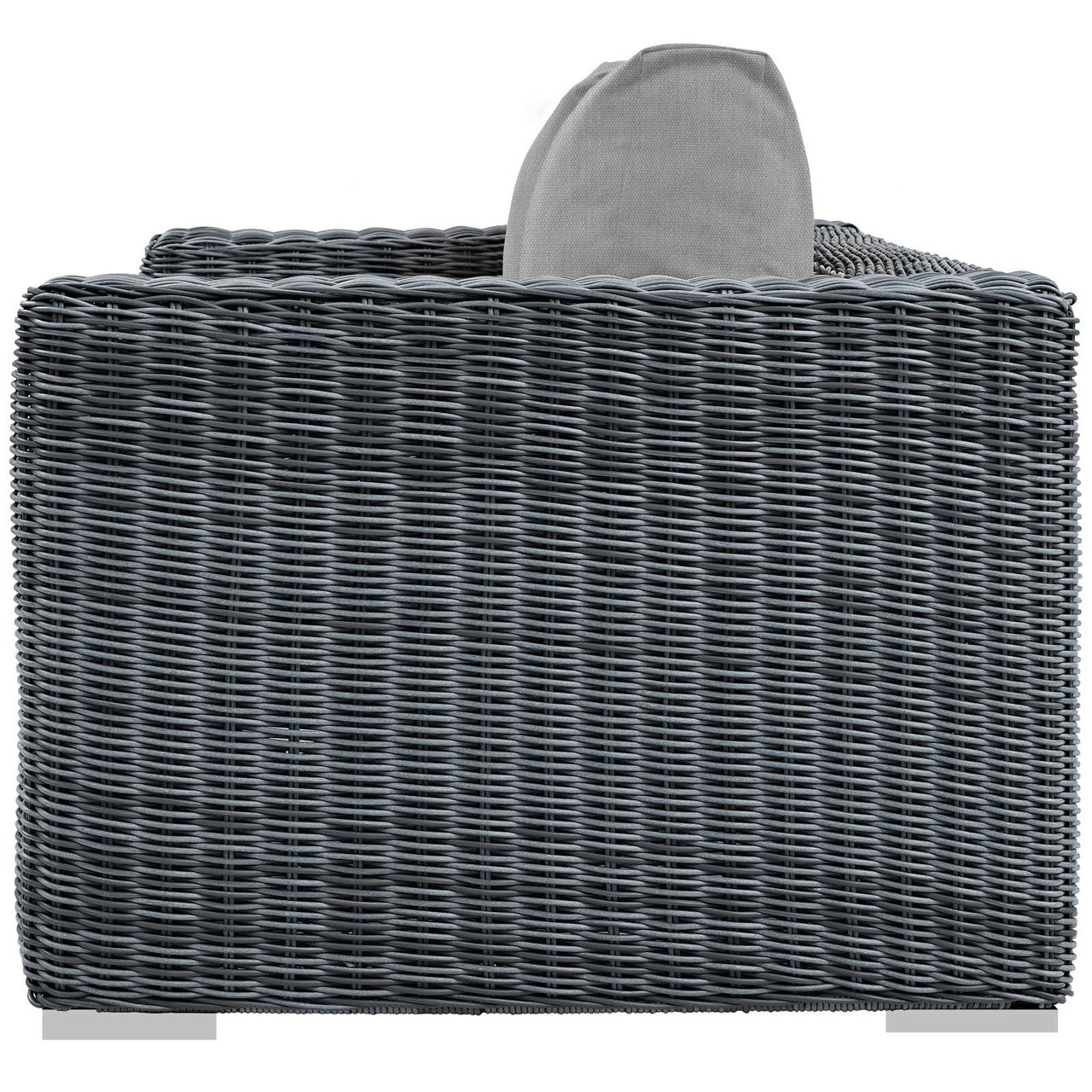 Summon Outdoor Patio Sunbrella® Loveseat, Sunbrella Rattan Wicker, Grey Gray 13358