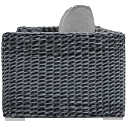 Summon Outdoor Patio Sunbrella® Loveseat, Sunbrella Rattan Wicker, Grey Gray 13358
