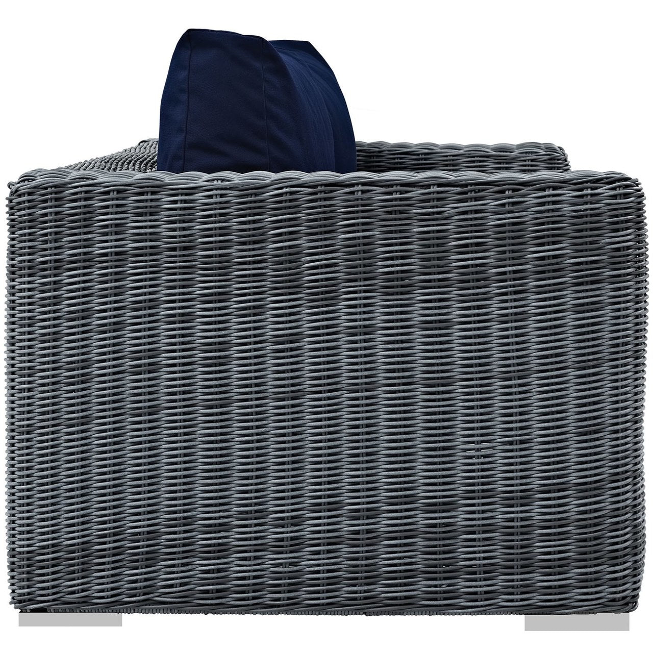 Summon Outdoor Patio Sunbrella Loveseat, Navy, Rattan 9767