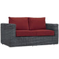 Summon Outdoor Patio Sunbrella® Loveseat, Sunbrella Rattan Wicker, Red 13359