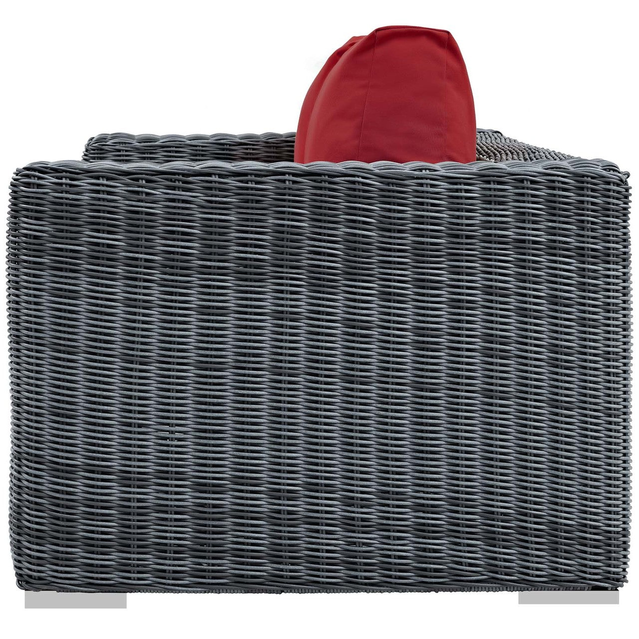 Summon Outdoor Patio Sunbrella® Loveseat, Sunbrella Rattan Wicker, Red 13359
