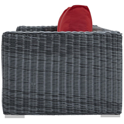 Summon Outdoor Patio Sunbrella® Loveseat, Sunbrella Rattan Wicker, Red 13359