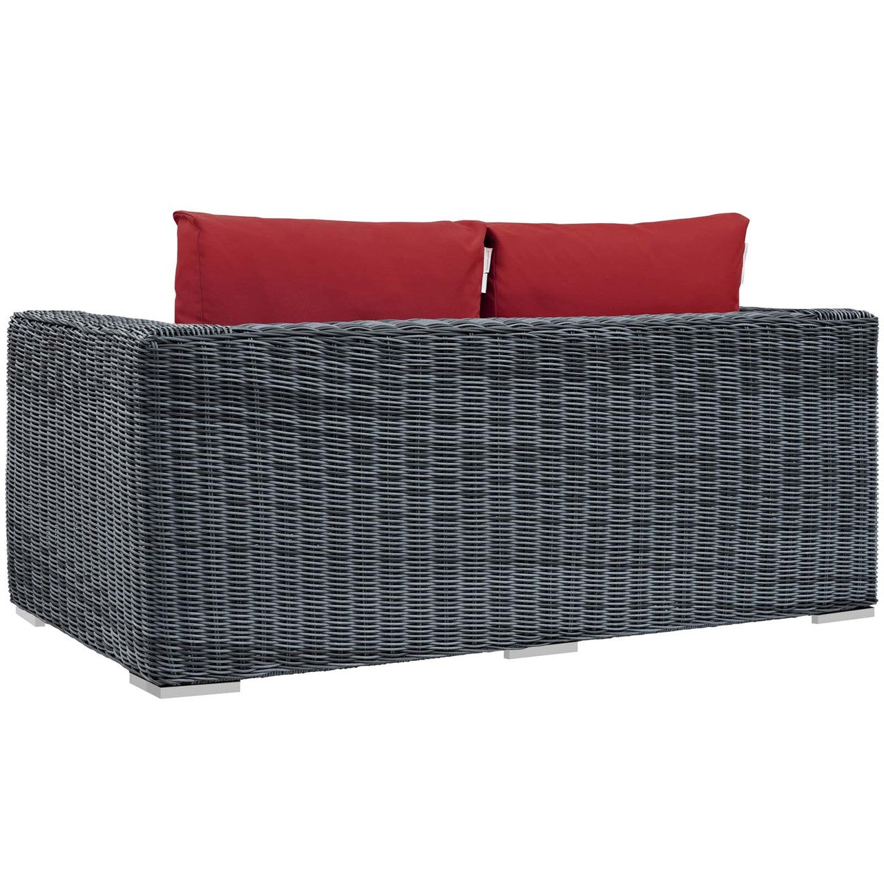 Summon Outdoor Patio Sunbrella® Loveseat, Sunbrella Rattan Wicker, Red 13359