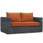 Summon Outdoor Patio Sunbrella Loveseat, Orange, Rattan 9768