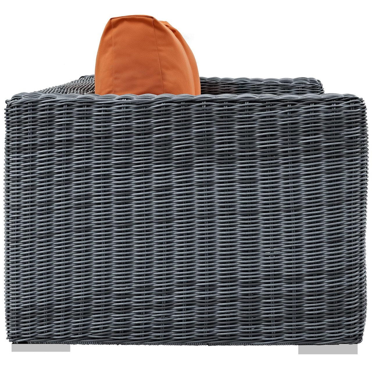 Summon Outdoor Patio Sunbrella Loveseat, Orange, Rattan 9768