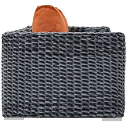 Summon Outdoor Patio Sunbrella Loveseat, Orange, Rattan 9768