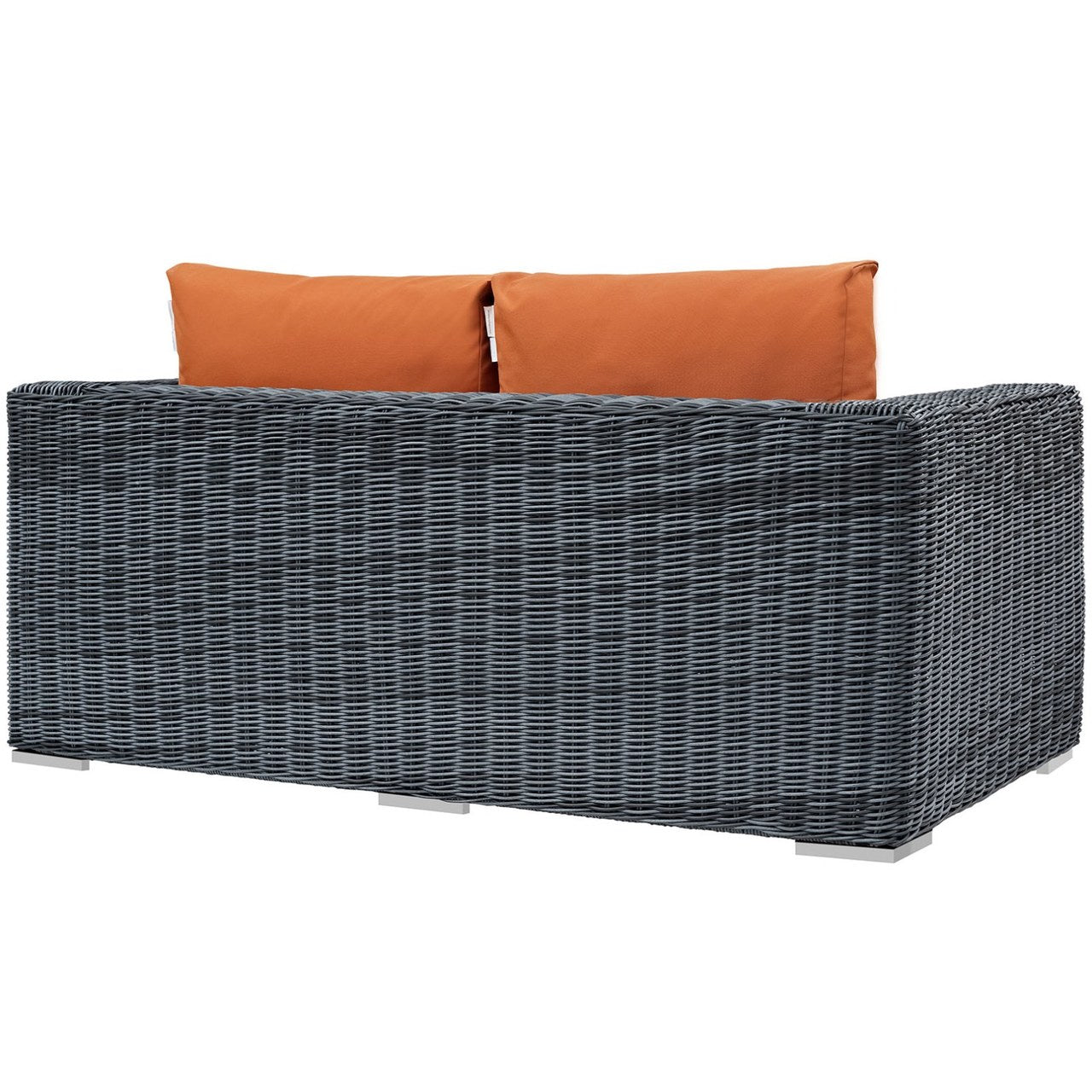 Summon Outdoor Patio Sunbrella Loveseat, Orange, Rattan 9768