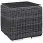 Summon Outdoor Patio Side Table, Grey, Fabric, Synthetic Rattan