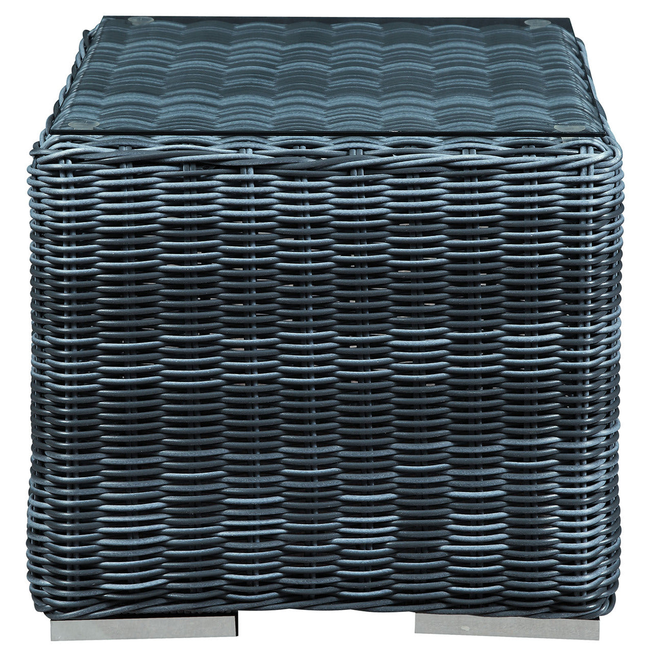 Summon Outdoor Patio Side Table, Grey, Fabric, Synthetic Rattan