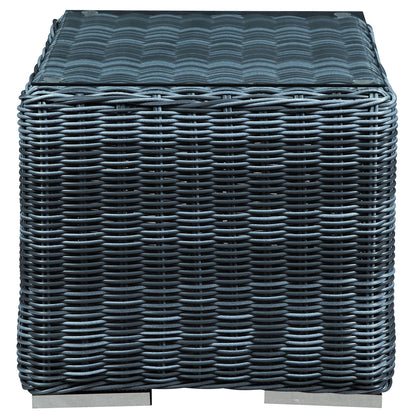 Summon Outdoor Patio Side Table, Grey, Fabric, Synthetic Rattan