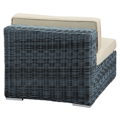 Summon Outdoor Patio Armless, Beige, Fabric, Synthetic Rattan