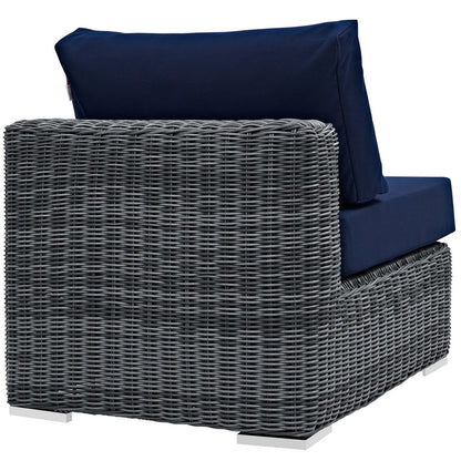 Summon Outdoor Patio Sunbrella Armless, Navy, Rattan 9769
