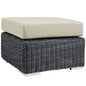 Summon Outdoor Patio Ottoman, Beige, Fabric, Synthetic Rattan
