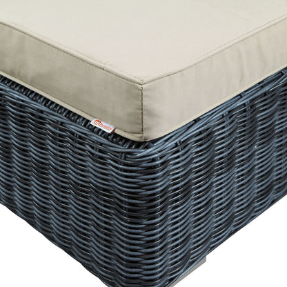 Summon Outdoor Patio Ottoman, Beige, Fabric, Synthetic Rattan