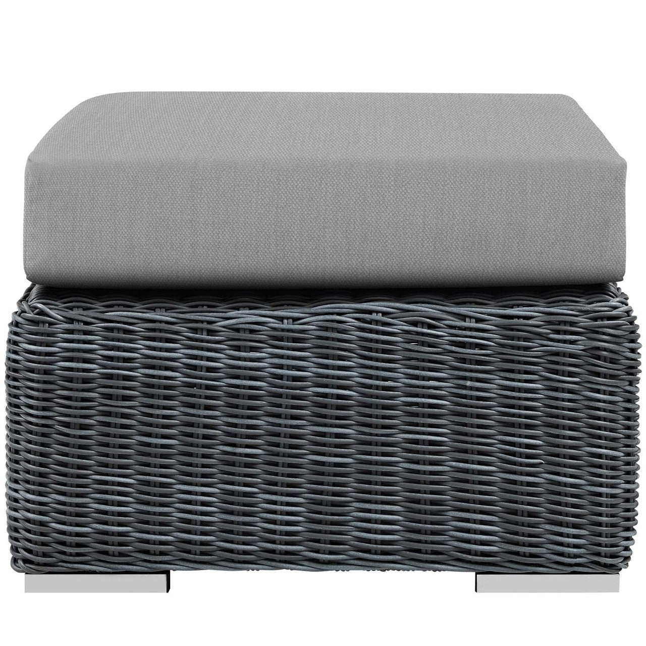 Summon Outdoor Patio Sunbrella® Ottoman, Sunbrella Rattan Wicker, Grey Gray 13362