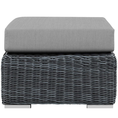 Summon Outdoor Patio Sunbrella® Ottoman, Sunbrella Rattan Wicker, Grey Gray 13362