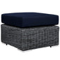 Summon Outdoor Patio Sunbrella Ottoman, Navy, Rattan 9771
