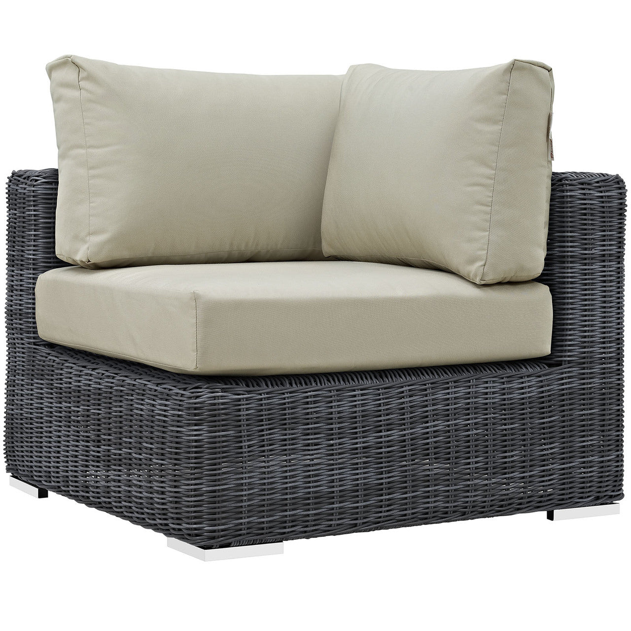 Summon Outdoor Patio Corner, Beige, Fabric, Synthetic Rattan