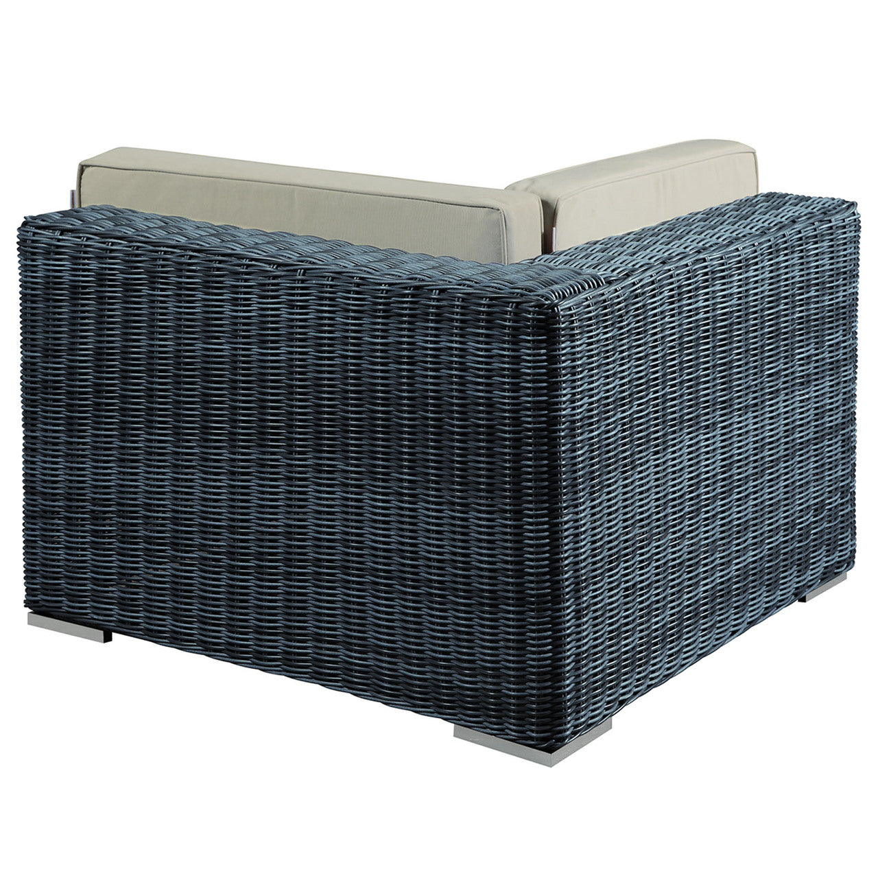 Summon Outdoor Patio Corner, Beige, Fabric, Synthetic Rattan