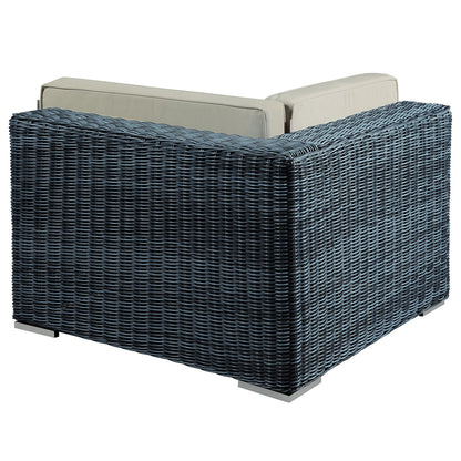 Summon Outdoor Patio Corner, Beige, Fabric, Synthetic Rattan