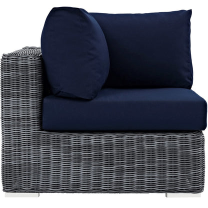 Summon Outdoor Patio Sunbrella Corner, Navy, Rattan 9773