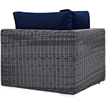 Summon Outdoor Patio Sunbrella Corner, Navy, Rattan 9773