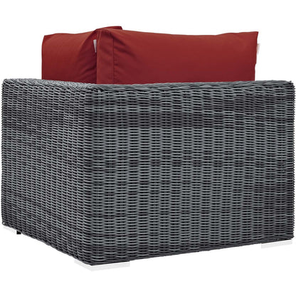 Summon Outdoor Patio Sunbrella® Corner, Sunbrella Rattan Wicker, Red 13365