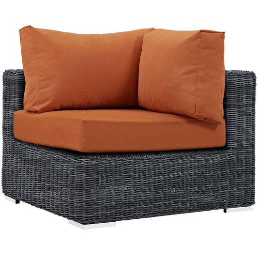 Summon Outdoor Patio Sunbrella Corner, Orange, Rattan 9774