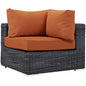 Summon Outdoor Patio Sunbrella Corner, Orange, Rattan 9774