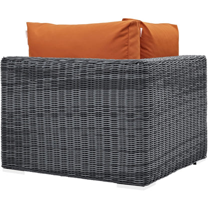 Summon Outdoor Patio Sunbrella Corner, Orange, Rattan 9774